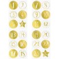 Preview: Zahlensticker für Adventskalender Set gold natur weiß
