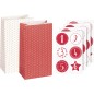 Preview: Adventskalender Set Papiertüten mit Stickern rot-weiß