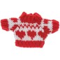 Preview: Rico Design Miniatur Strickpullover rot-weiß mit Herzchenmuster