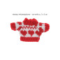 Preview: Mini-Strickpullover rot-weiß Herzchen 5 x 7 cm