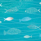 Preview: Motivkarton Fische aquablau Detailansicht Fischmotive