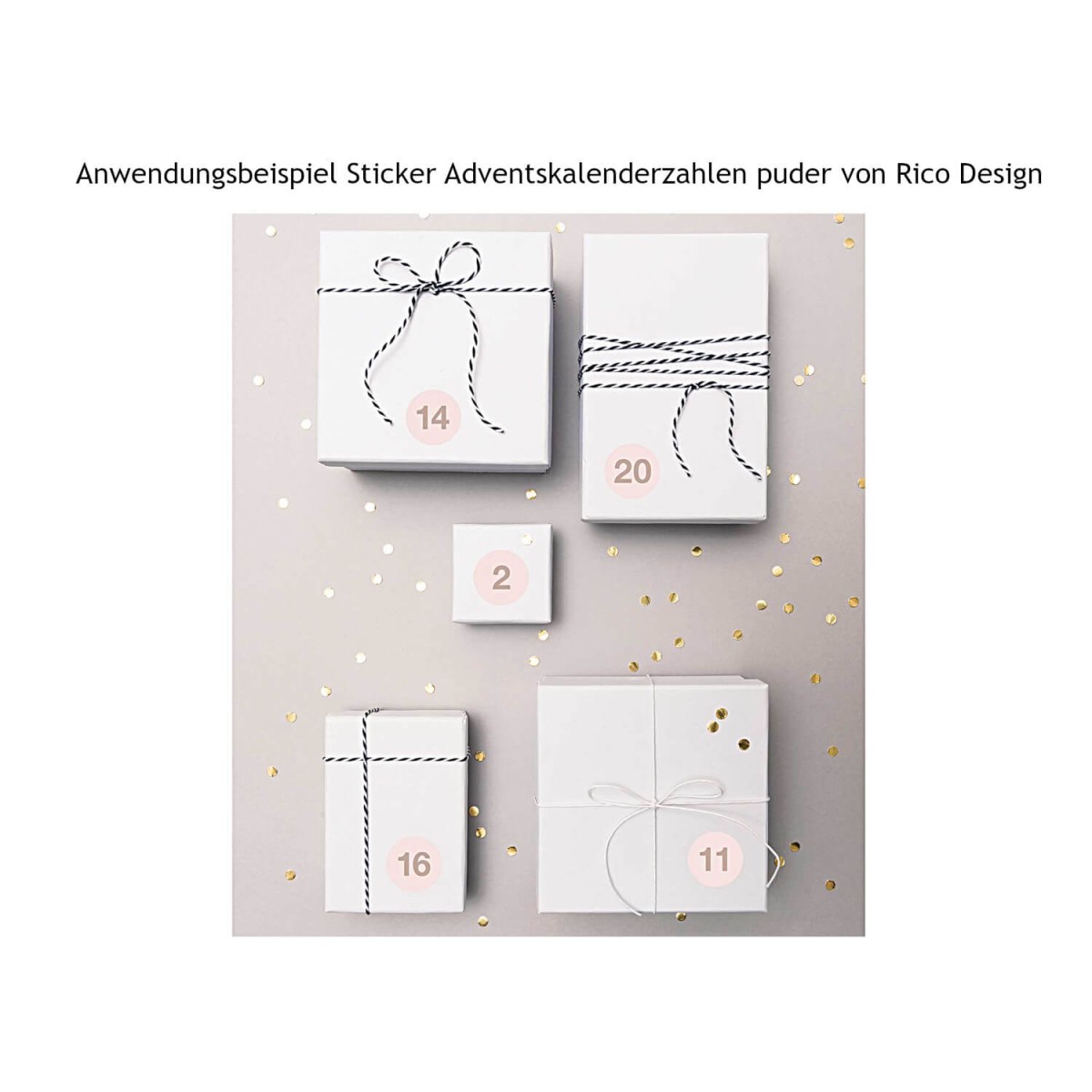 Anwendungsbeispiel Sticker Adventskalenderzahlen puder von Rico Design