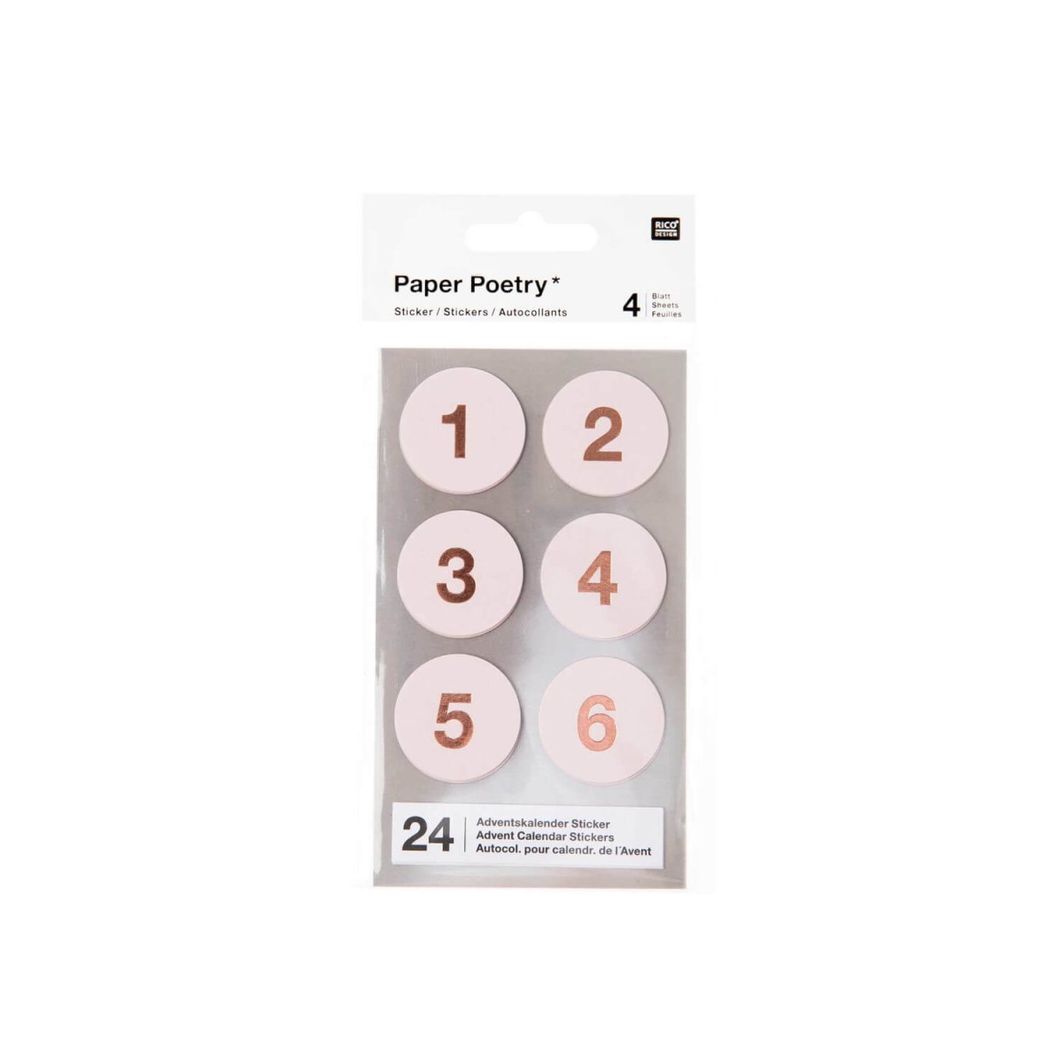 Paper Poetry Zahlensticker Adventskalender puder
