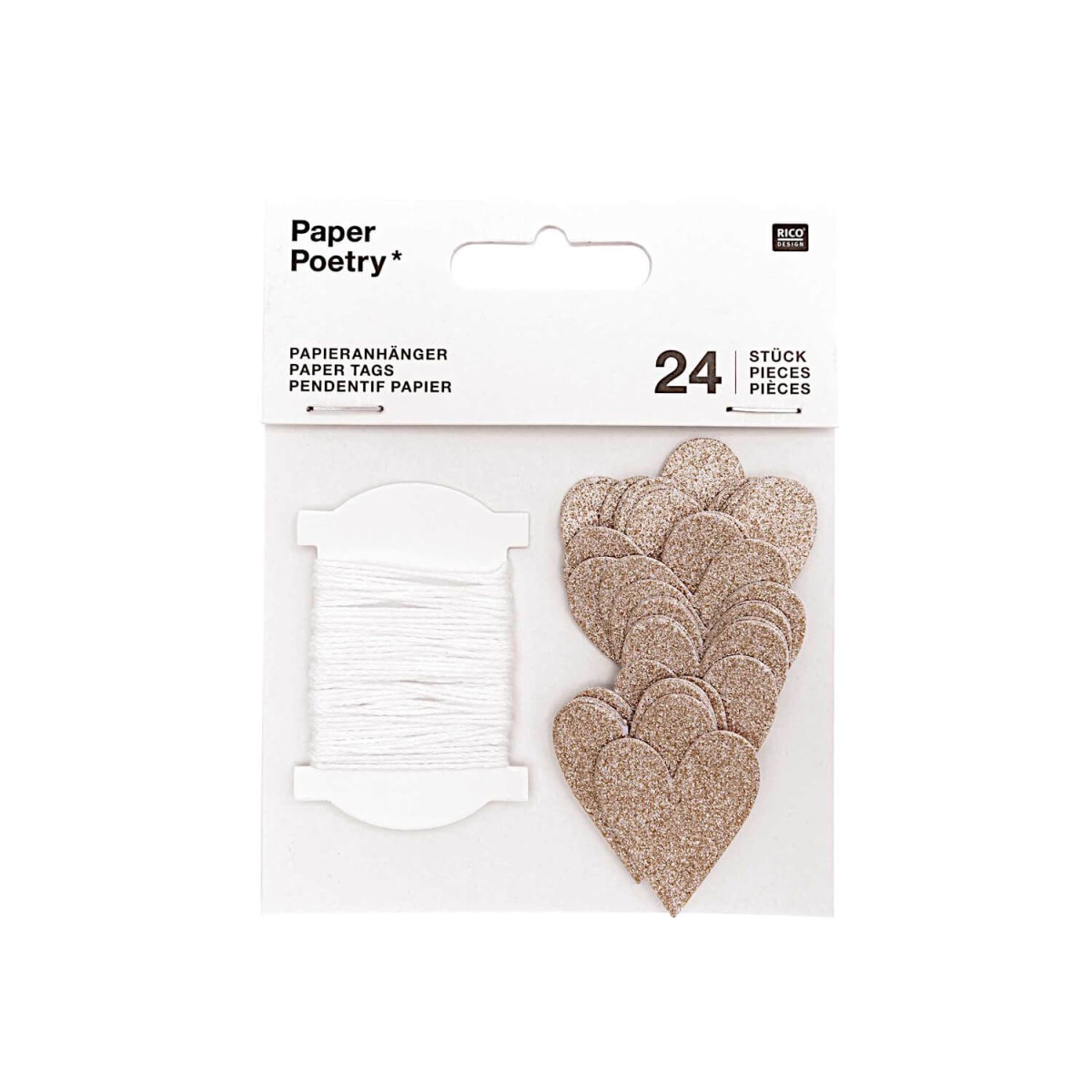 PaperPoetry Papieranhänger Herzen 24 Stück rosegold