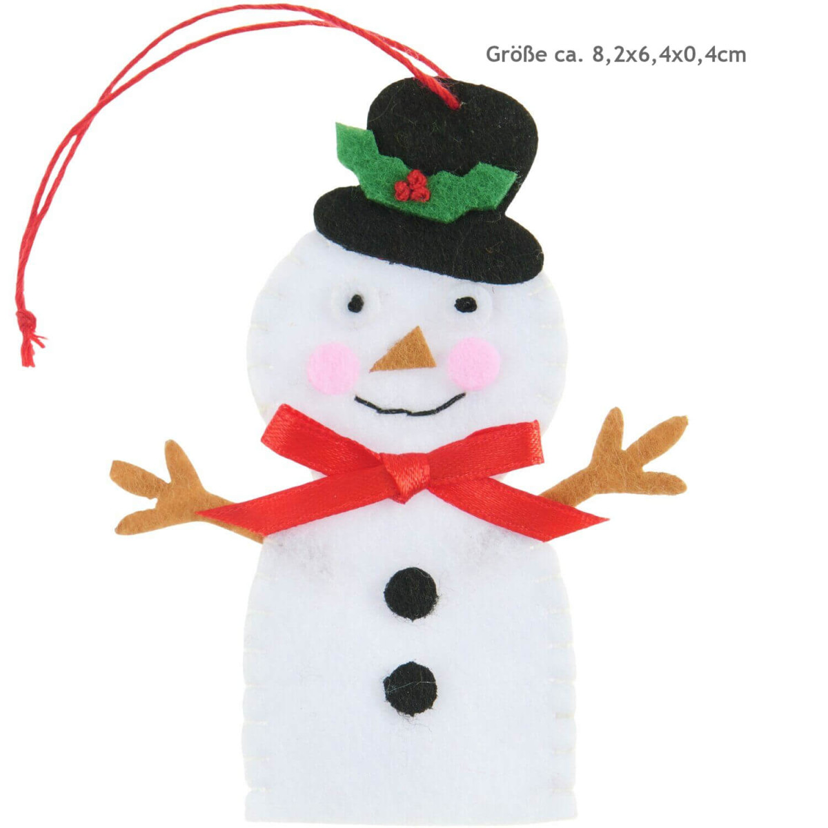 Aufhänger Filz-Schneemann flach Weiß 8,2x6,4x0,4 cm