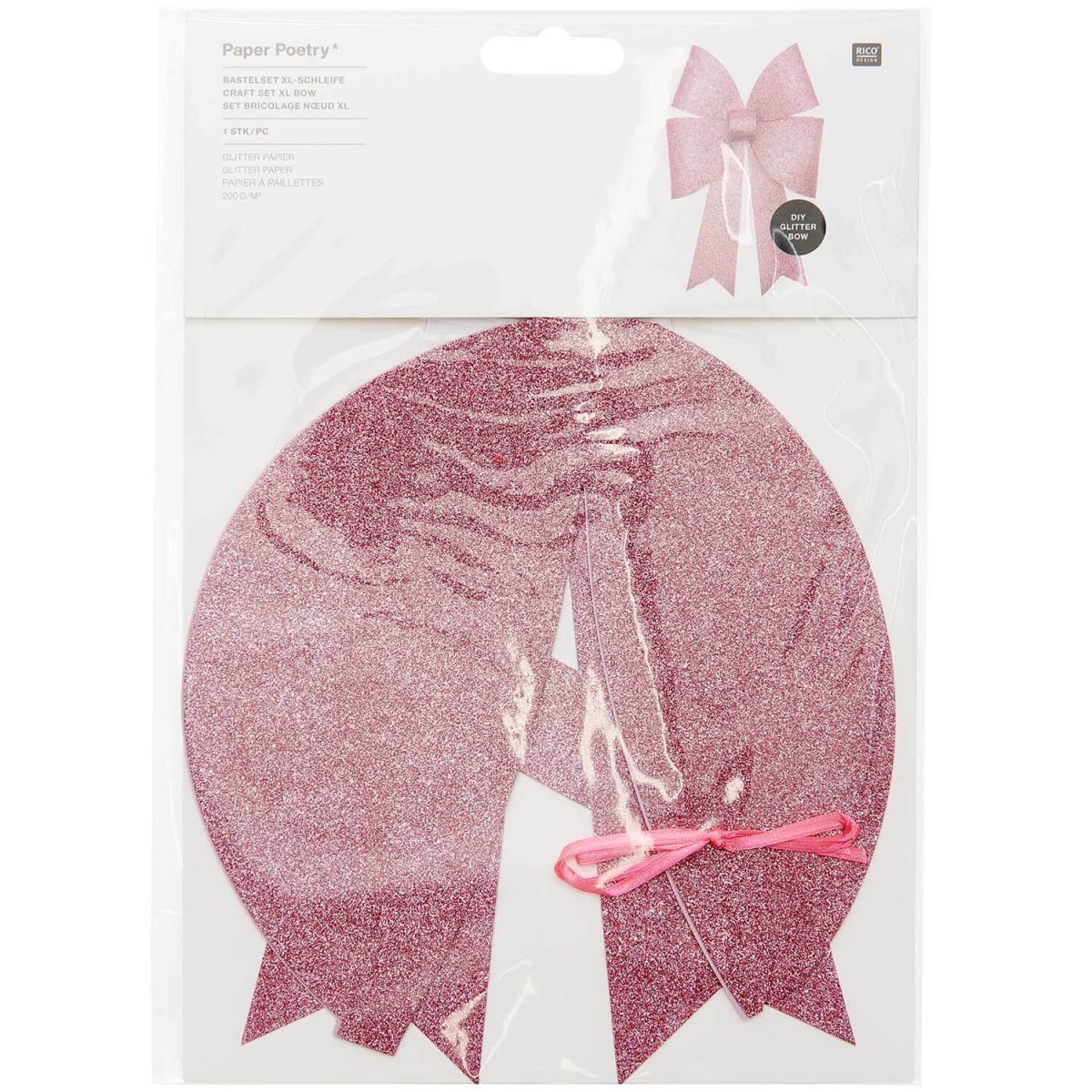 Verpacktes Bastelset XL-Schleife glitter pink