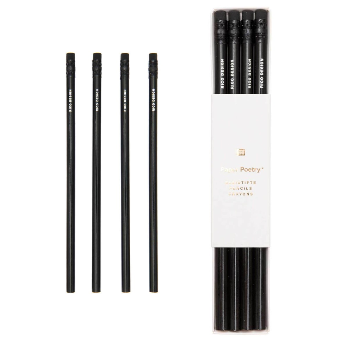 Bleistifte 4er Set schwarz von Rico Design