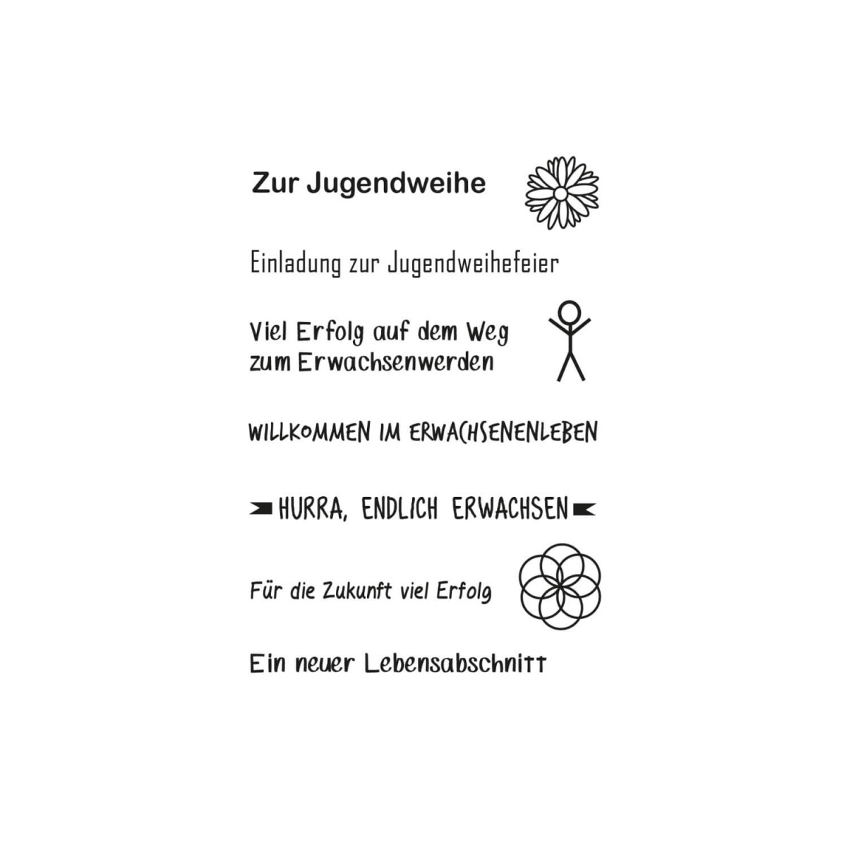 Clearstamps zur Jugendweihe von efco