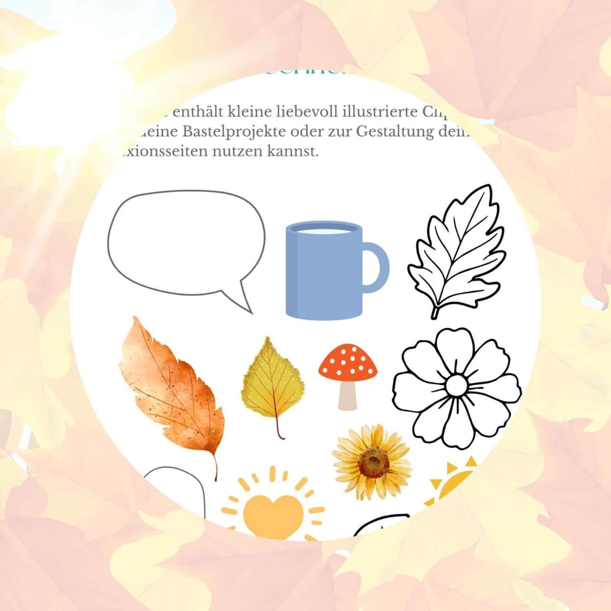 Clipart-Collage aus Achtsamkeits-Workbook September