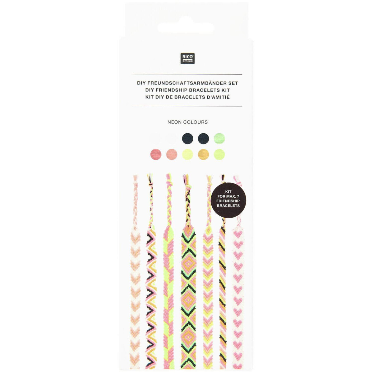 DIY Freundschaftsarmbänder Set Neon Colours hergestellt von Rico Design