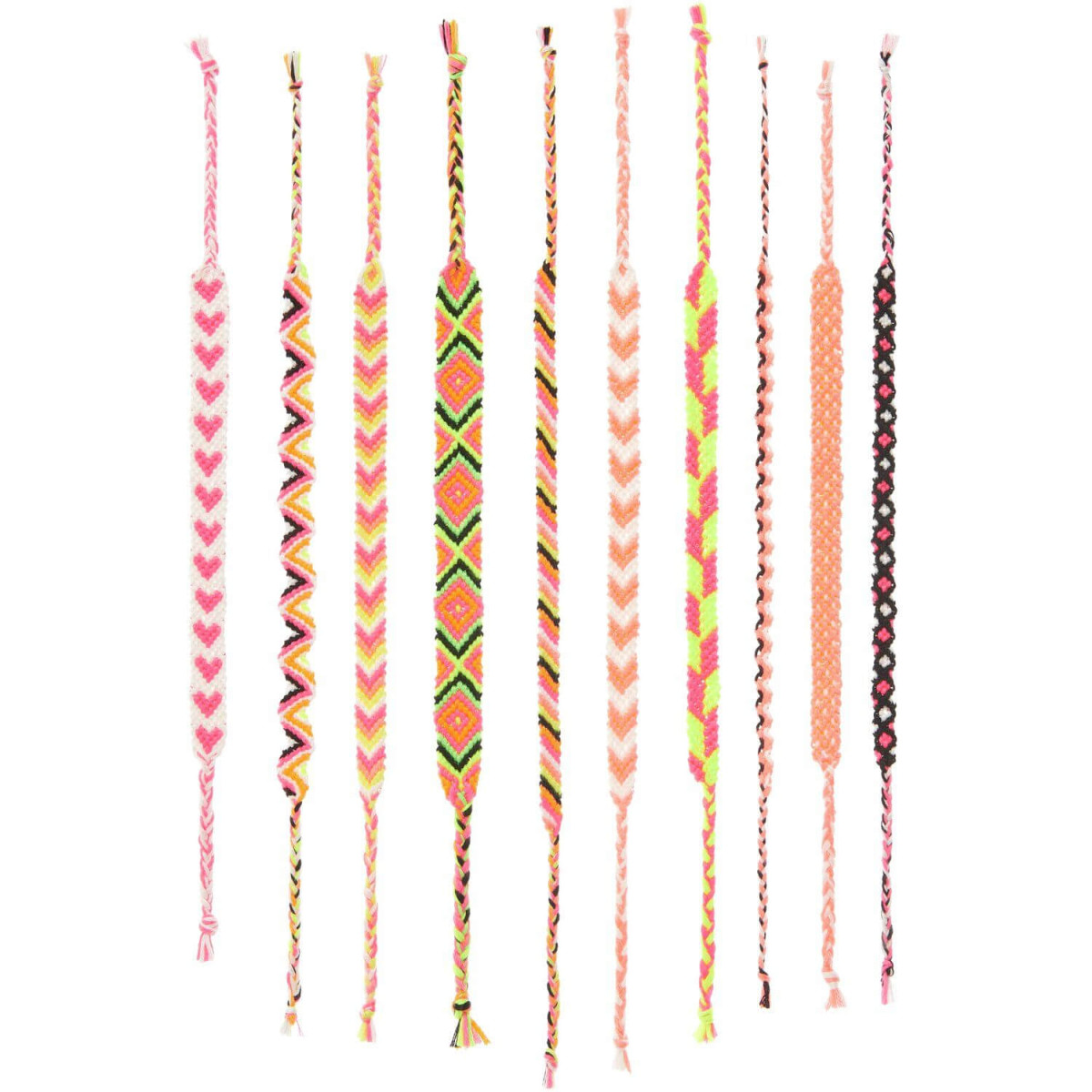 DIY Freundschaftsarmbänder Set Neon Colours Beispiele geknüpfte Armbänder