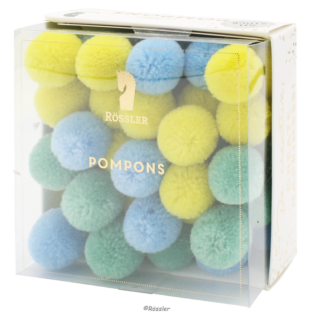 Deko Pompons Salbei, Blau und Limette