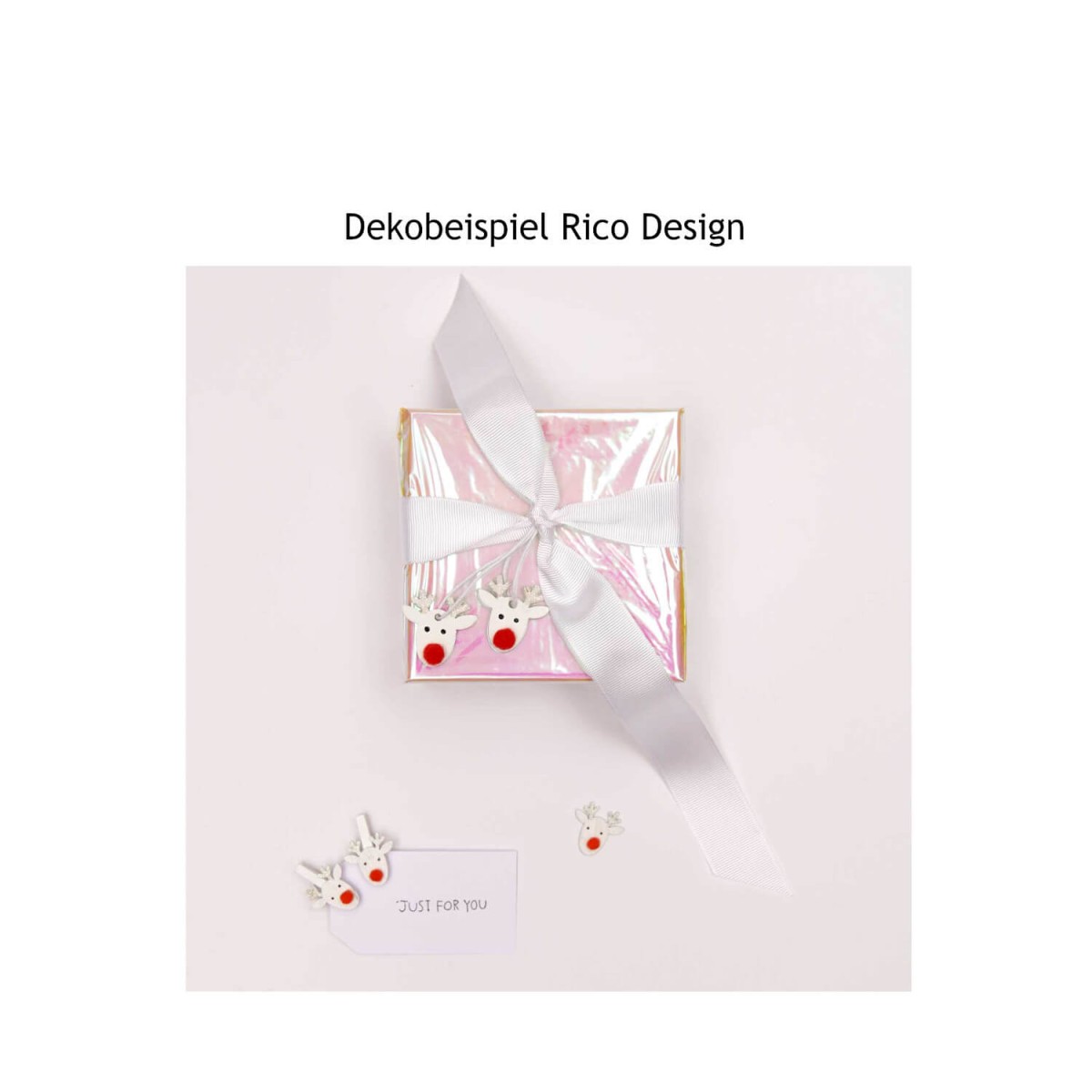 Dekobeispiel Rentier weiß von Rico Design