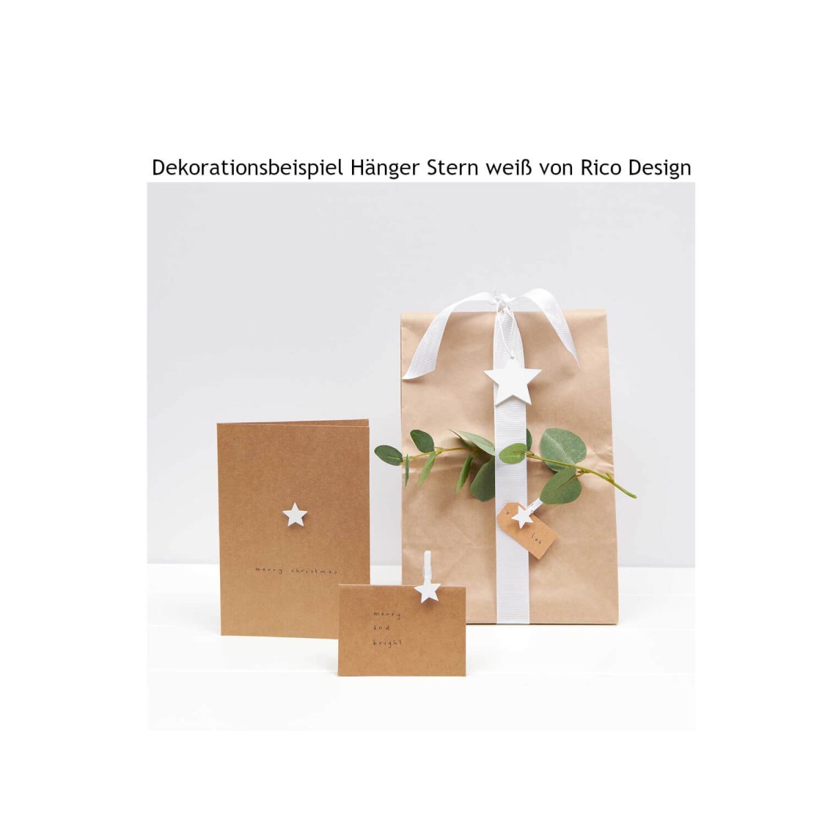Dekorationsbeispiel Anhänger Sterne weiß von Rico Design