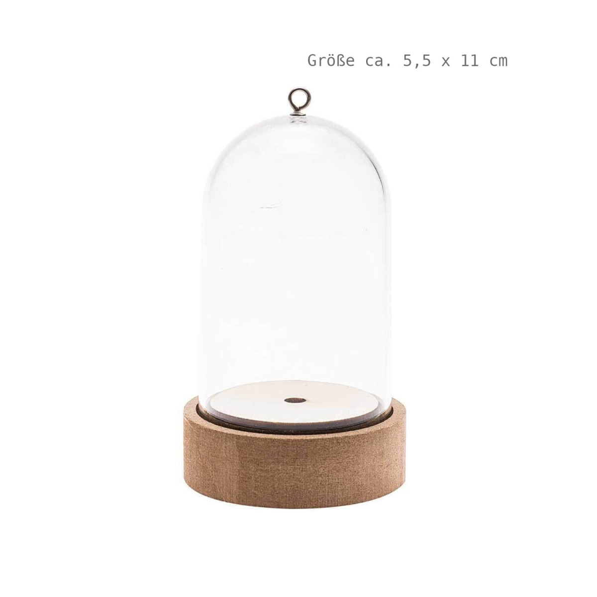 Dekohaube klein 55 × 110 mm - Acrylhaube mit MDF-Sockel