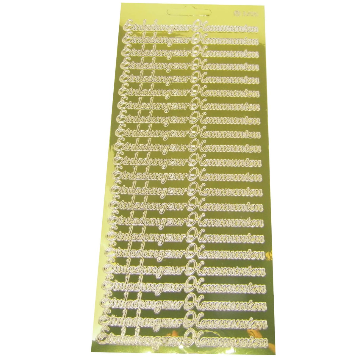 Stickerbogen Einladung zur Kommunion glänzend goldfarben