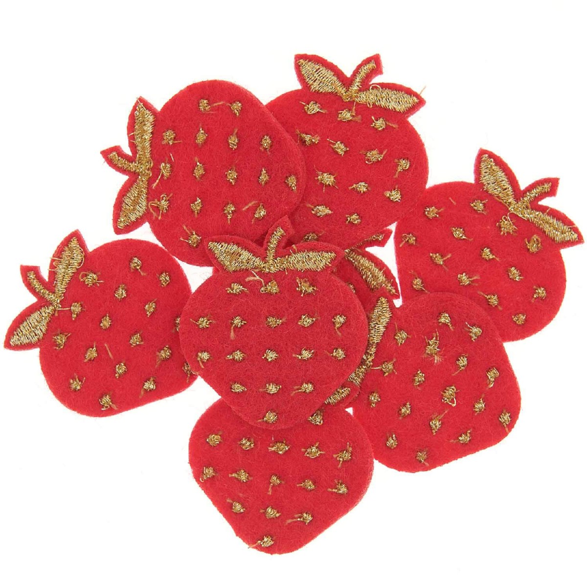 Filzstreu Erdbeere bestickt rot/gold