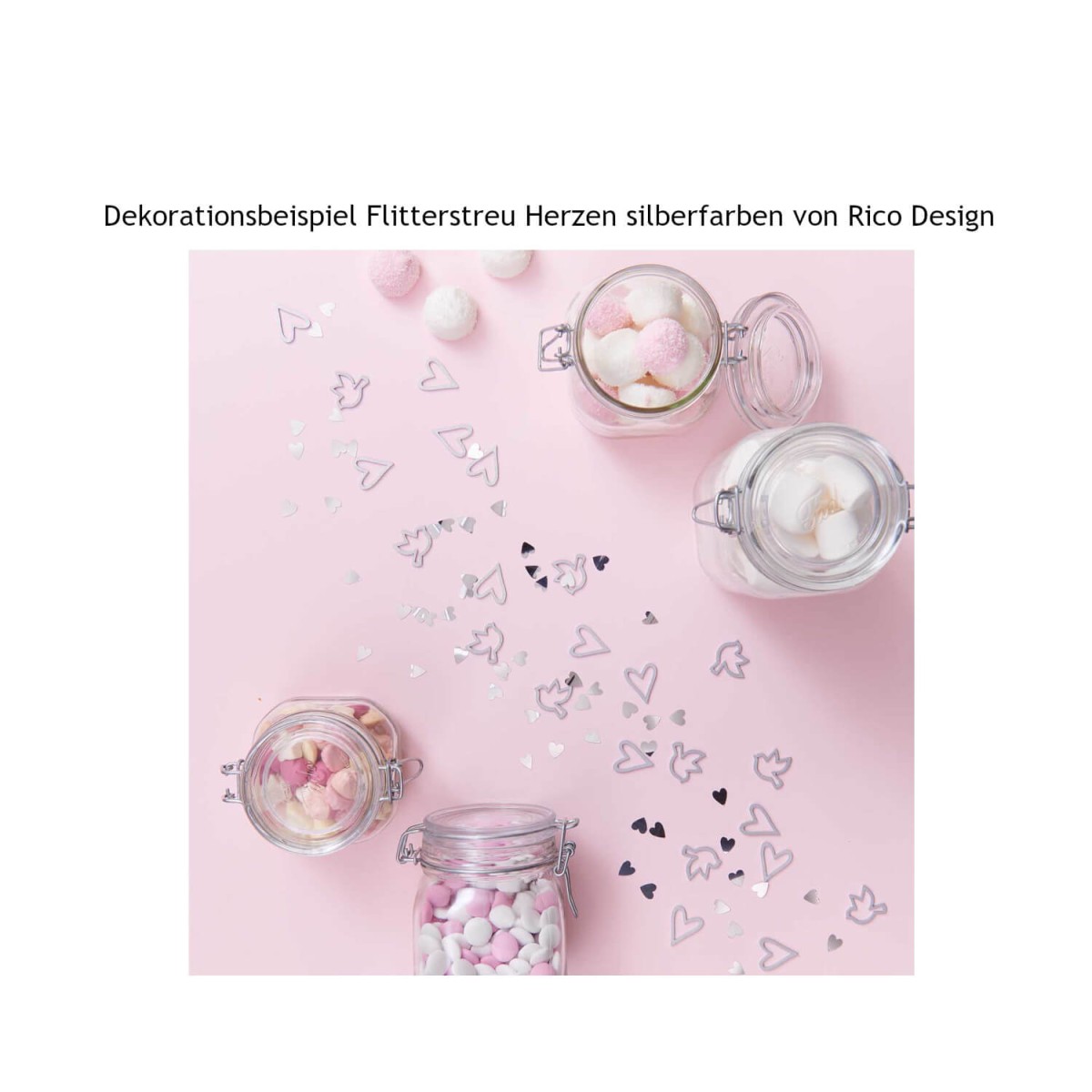 Dekorationsbeispiel Flitterstreu Herzen