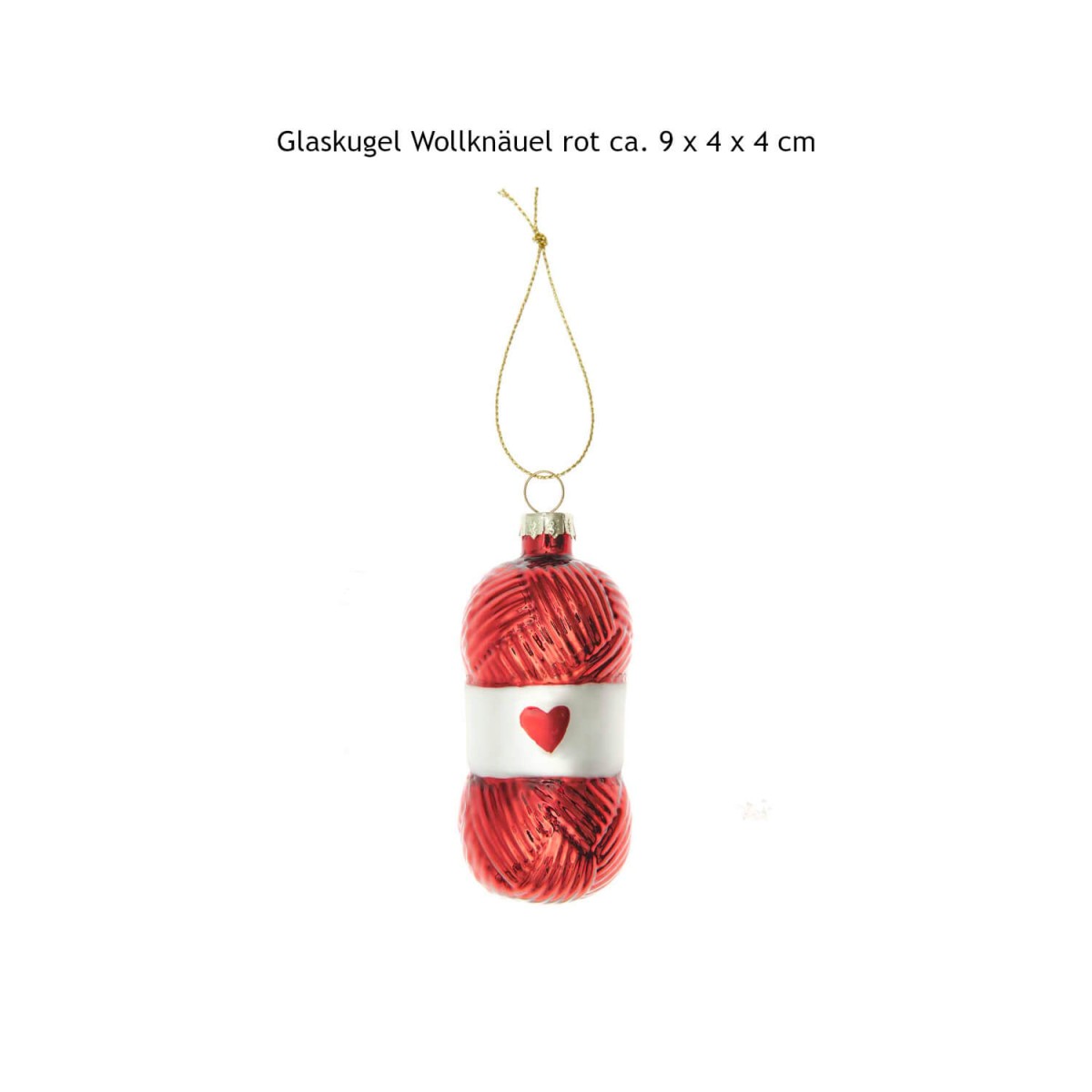 Glaskugel Wollknäuel 9 x 4 cm