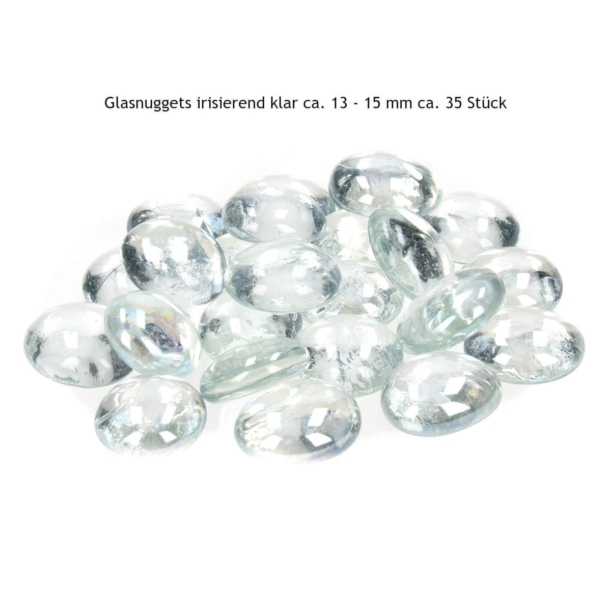 Nuggets Glas irisierend klar ca. 13 - 15 mm