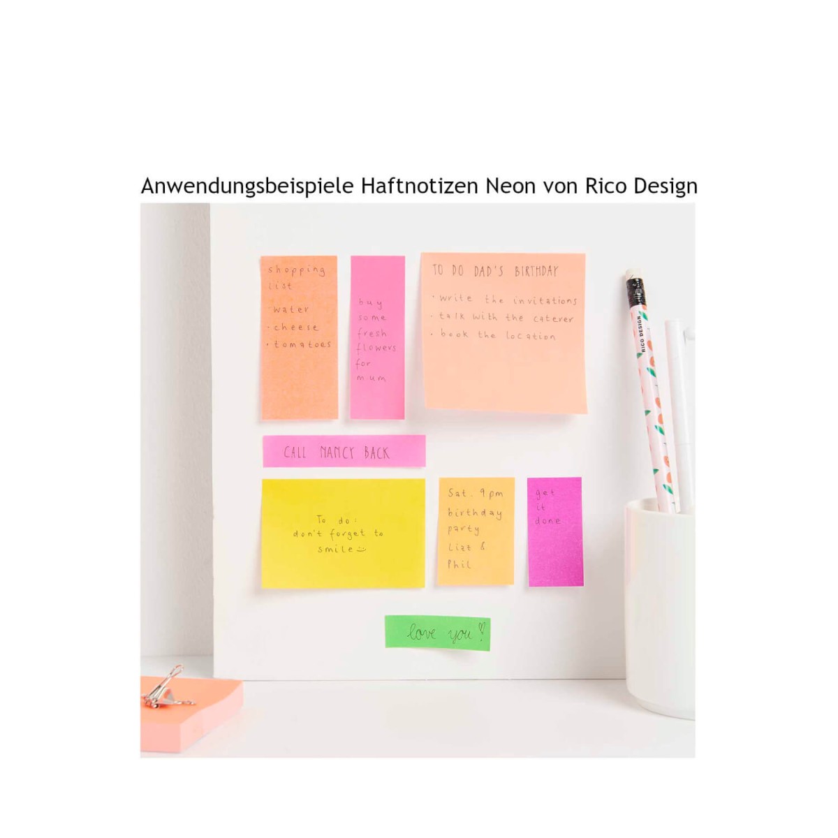 Anwendungsbeispiele Haftnotizen neon von Rico Design