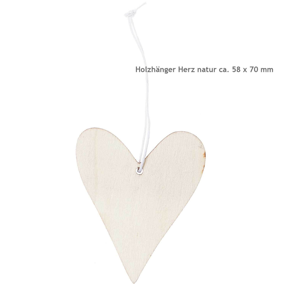 Holzhänger Herz natur 58 x 70 mm