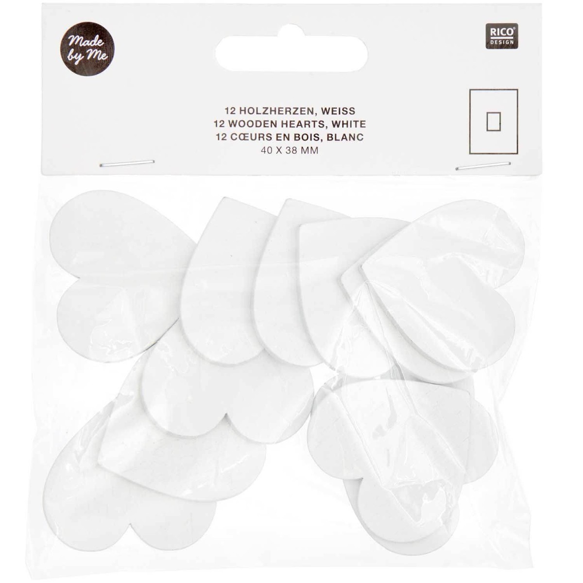 Holzherzen groß weiß verpackt von Rico Design