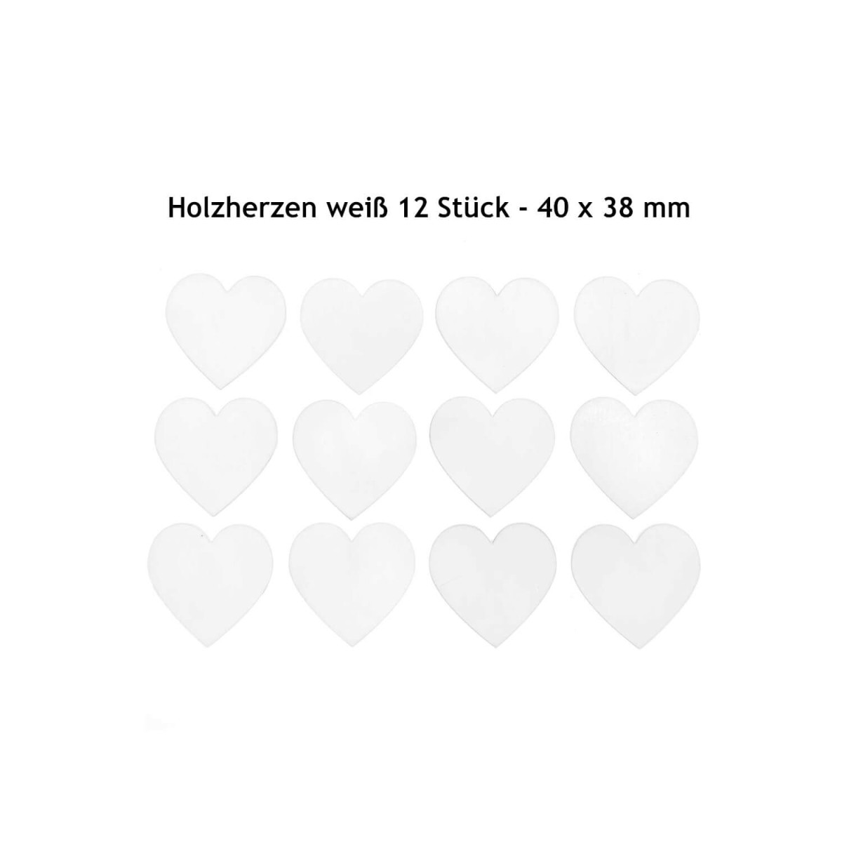 Holzherzen groß weiß 12 Stück
