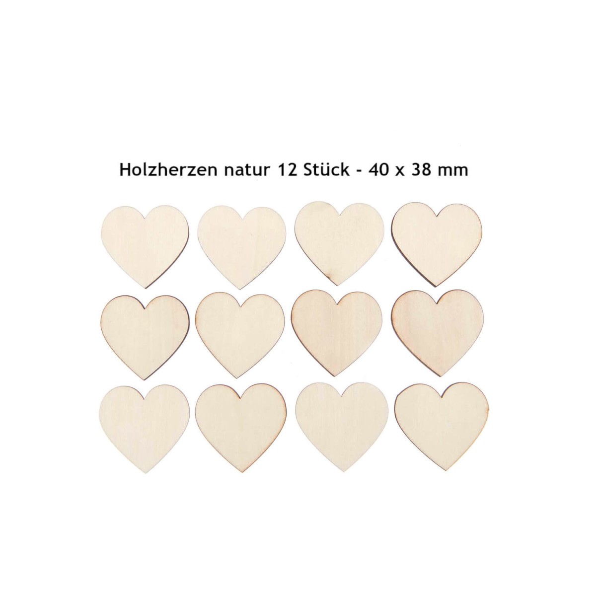 Herzen Holz 40 x 38 mm