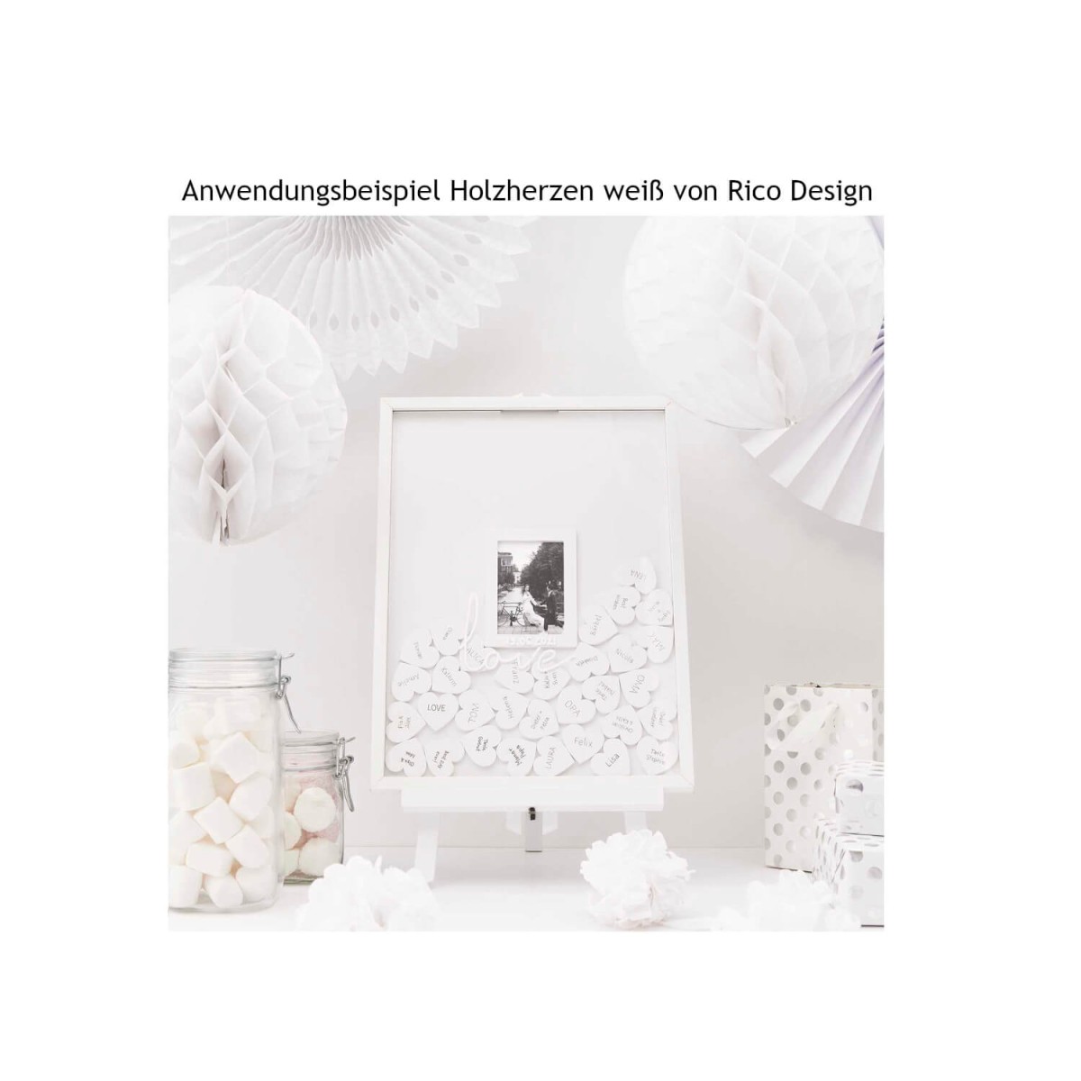 Anwendungsbeispiel Herzen Holz von Rico Design