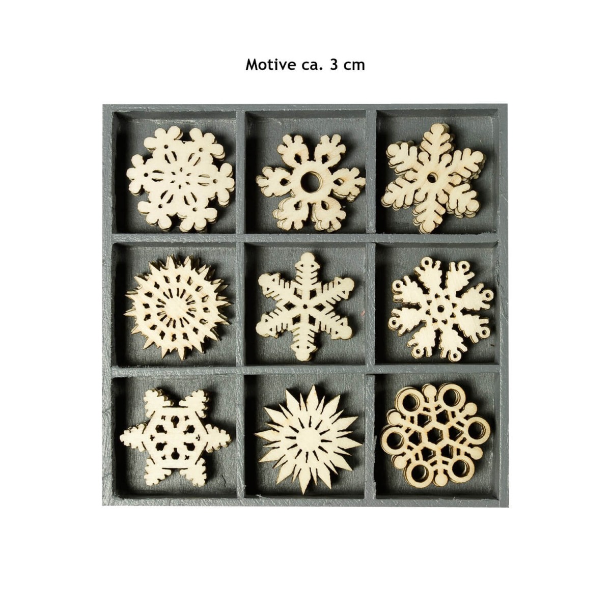 Holzornamente Eiskristalle 3 cm 45 Stück