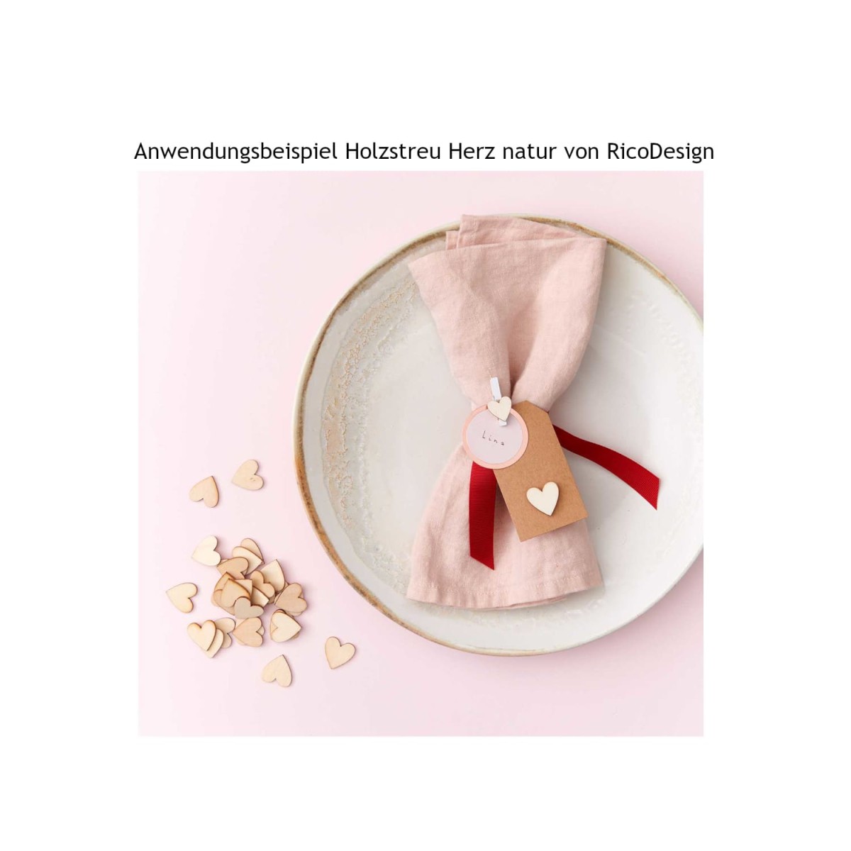 Holzherzen Dekobeispiel von Rico Design