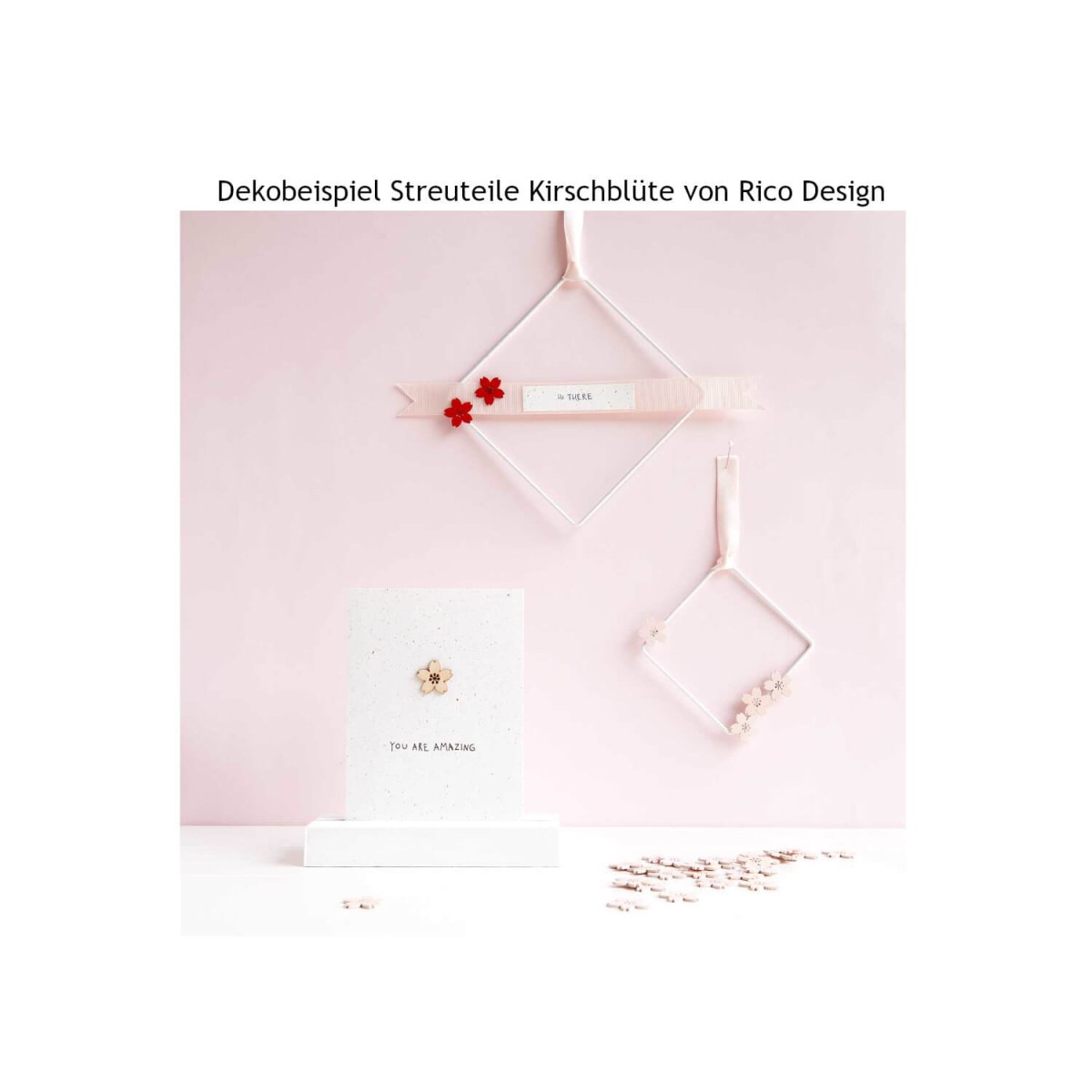 Dekorationsbeispiel Holzstreu Kirschblüte Rico Design