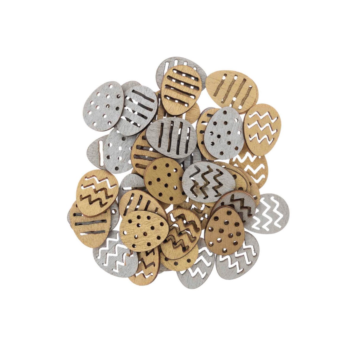 Holzstreu Ostereier silber-gold Mix 48 Stück