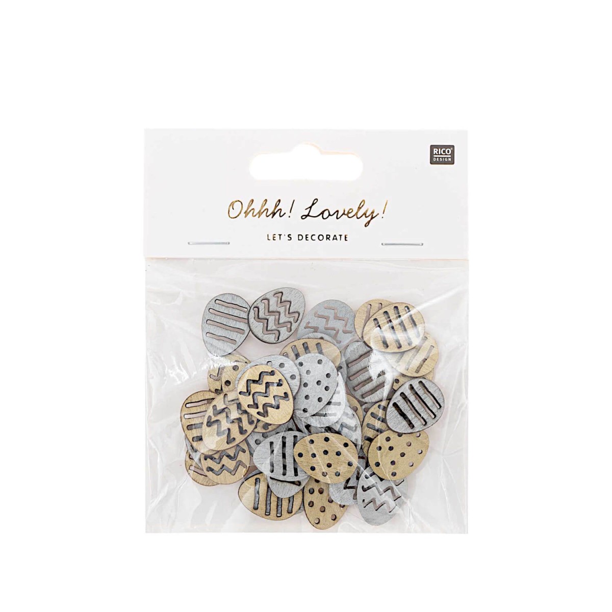 Ohhh! Lovely! Holzstreu Osterei silber-gold