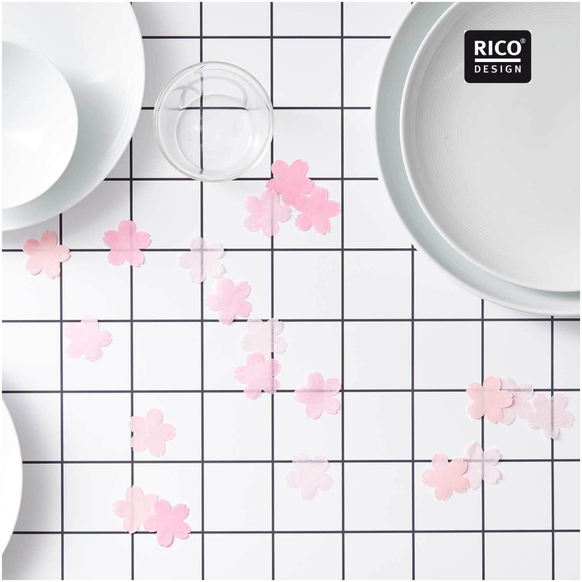 Tischdekoration mit Konfetti Kirschblüten pastell rosa Mix