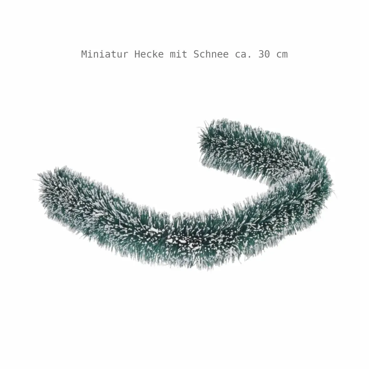 Miniatur-Hecke mit Schnee, ca. 30 cm lang und 3 cm hoch, mit zwei Standfüßen