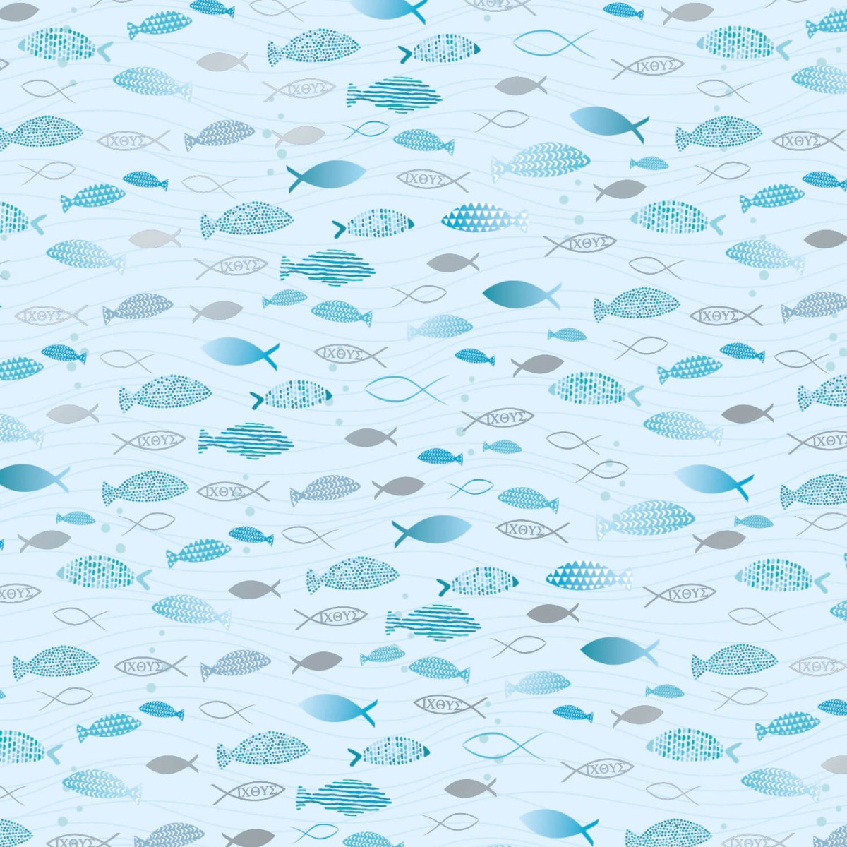 Detailansicht Motivkarton Fische hellblau von HEYDA
