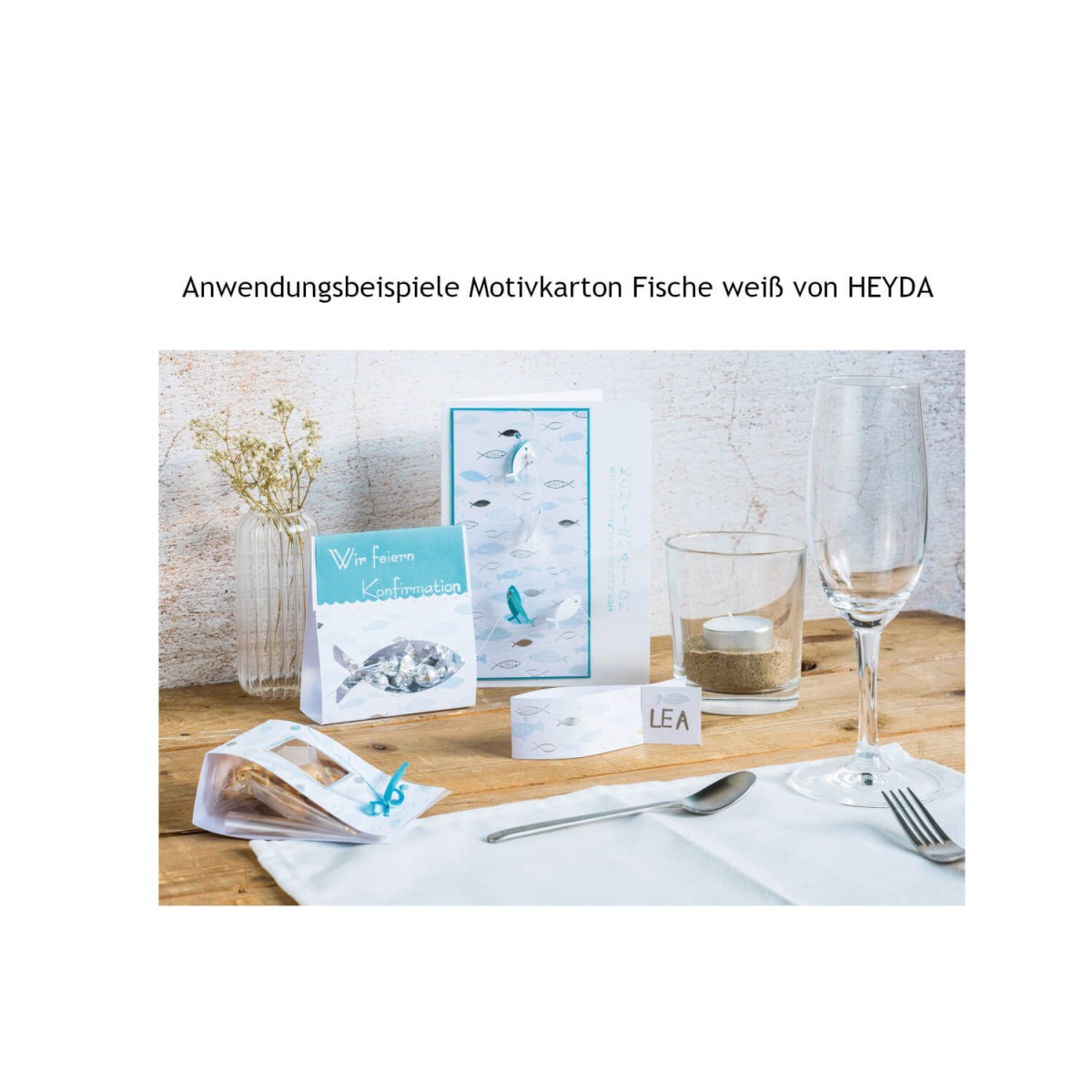 Anwendungsbeispiele Motivkarton Fische von HEYDA