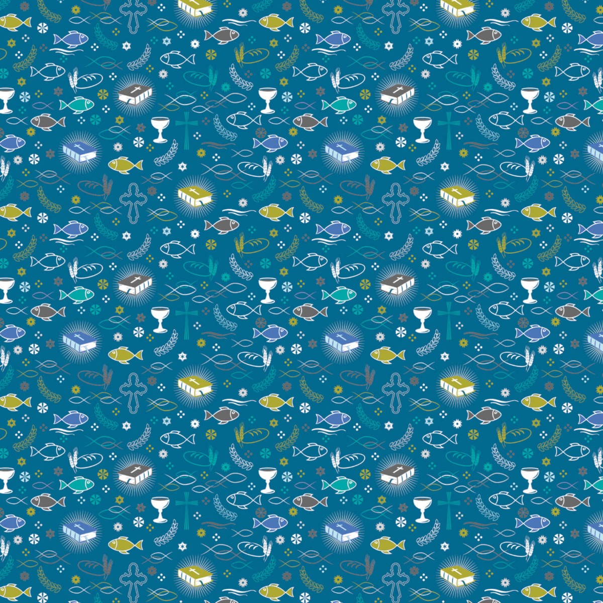 Detailansicht Motivkarton christliche Motive blau