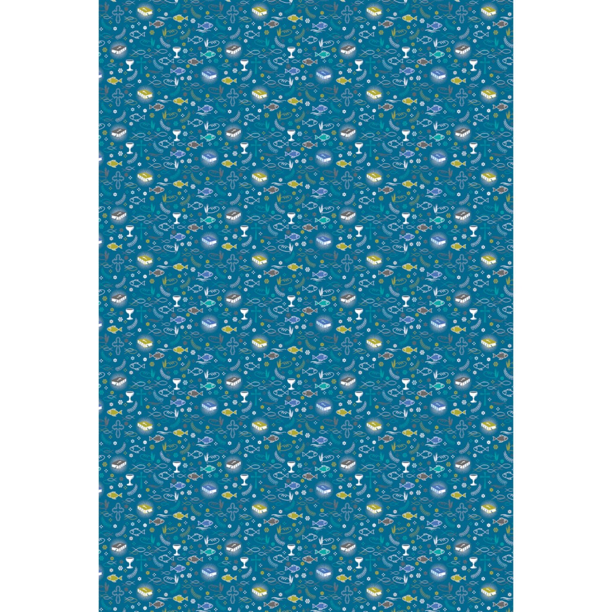 Bastelpapier blau mit christlichen Motiven A4