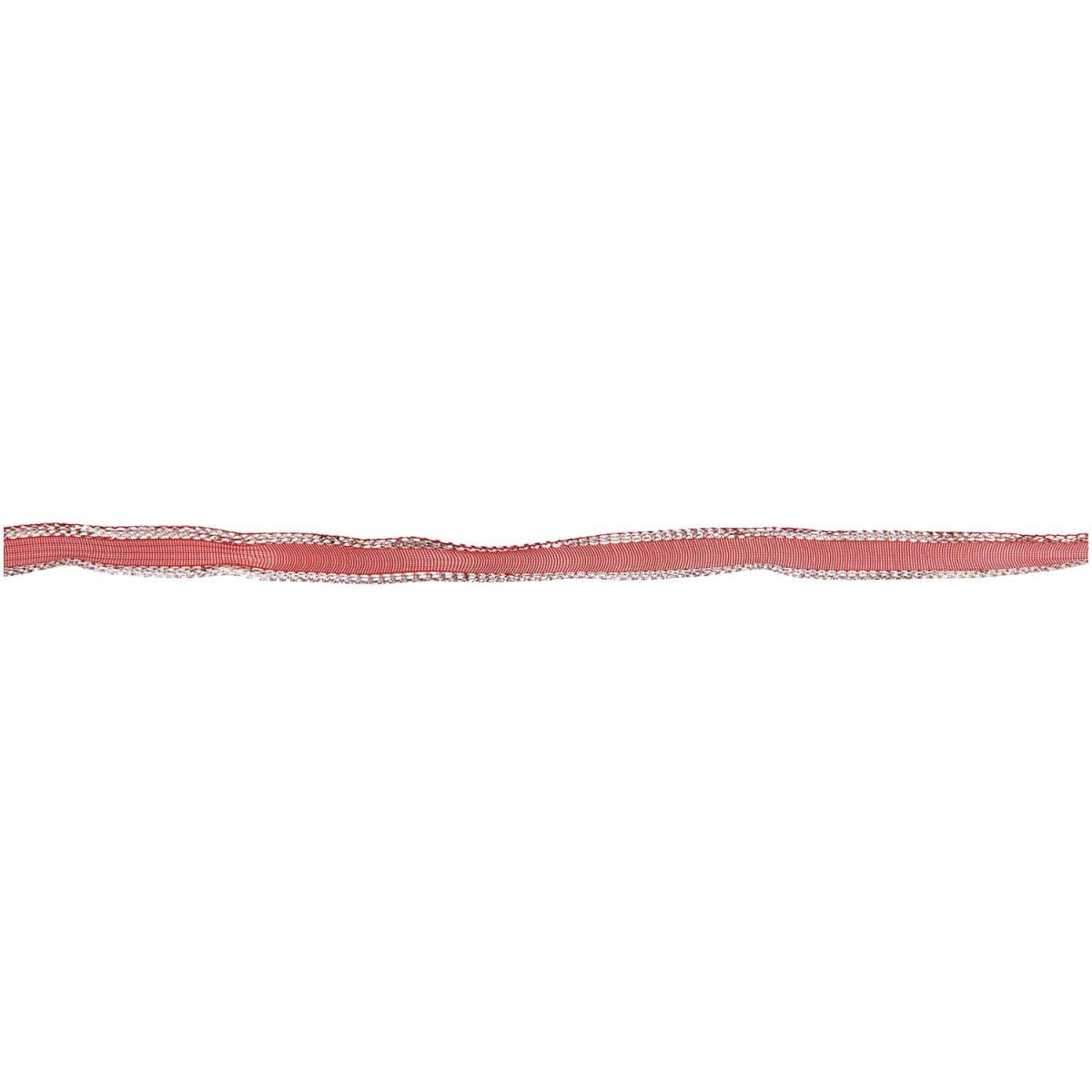 Detailabbildung Organzaband mit Drahtkante rot-silber