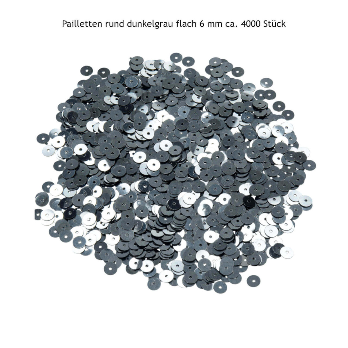 Pailletten flach 6 mm dunkelgrau – circa 4000 Stück