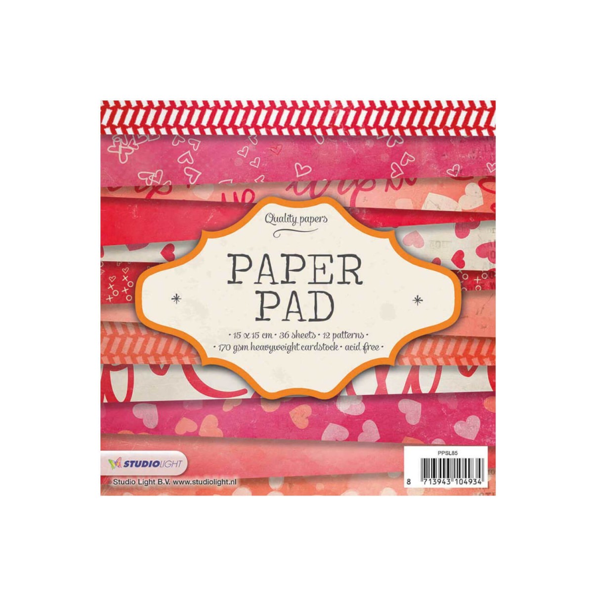 Designpapier 15x15 Herzen PaperPad 85 von StudioLight