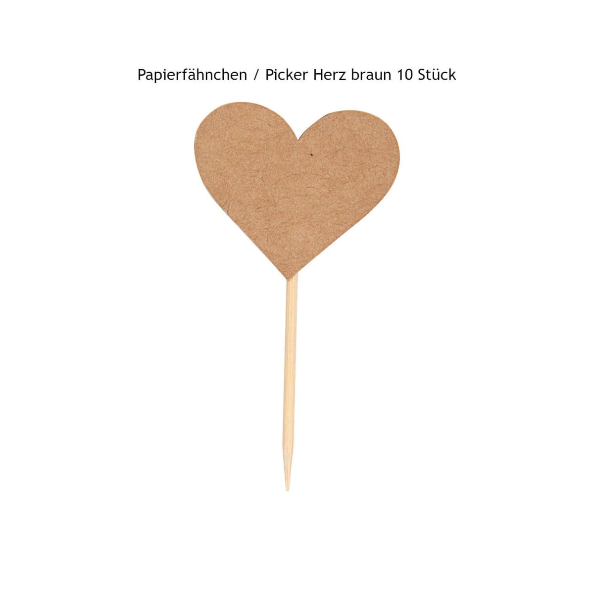 Papier Fähnchen Kuchenpicker Herz braun 10 Stück