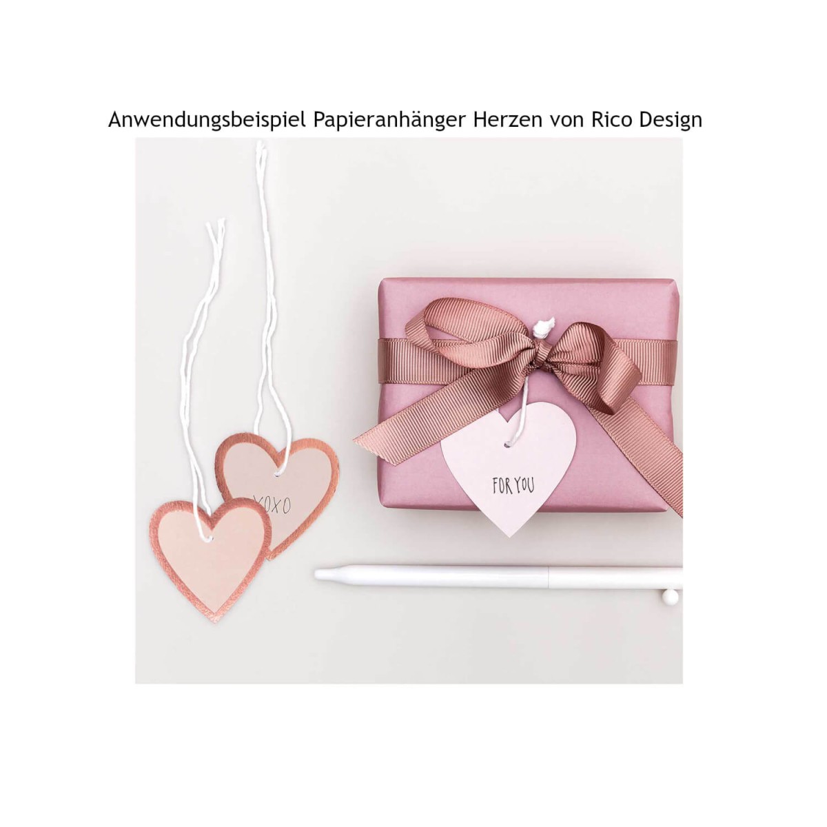 Anwendungsbeispiel Papieranhänger Herz von Rico Design