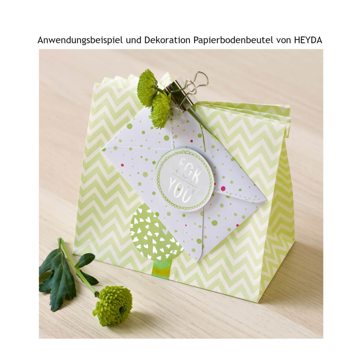 Anwendungsbeispiel Bodenbeutel grün-weiß von HEYDA