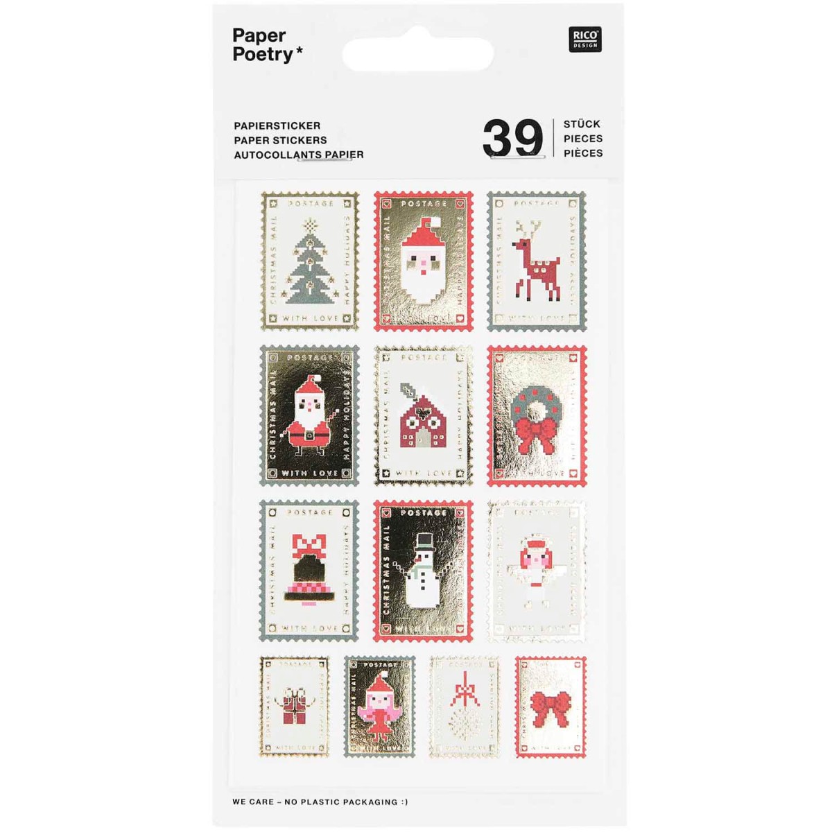 Papiersticker Weihnachtspost 39 Stück auf 3 Blatt