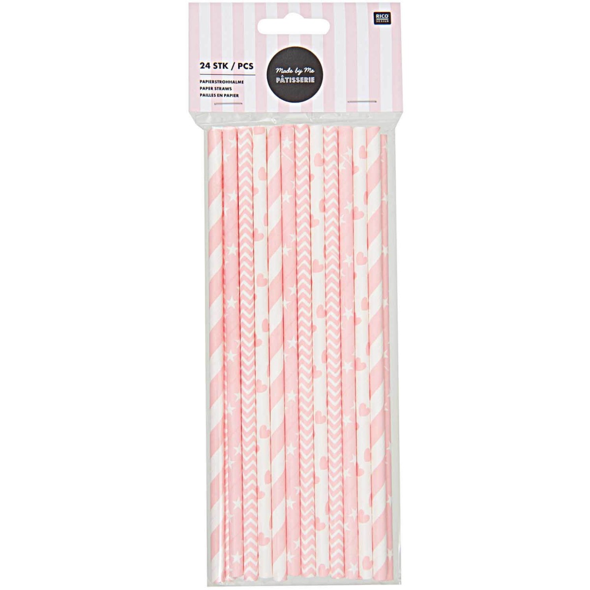 Made by Me Papiertrinkhalme rosa Mix von Rico Design