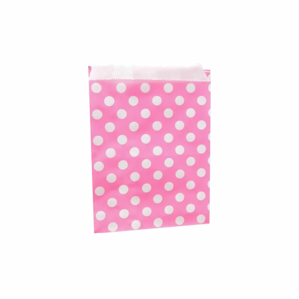 Pinke Papiertütchen mit weißen Punkten zum Verpacken von Geschenken und Süßigkeiten